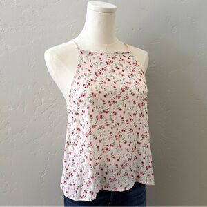 Gilli Floral Tank Top White Pink Ditsy Print Square Neck S NWT